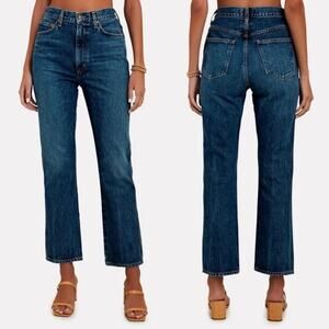 Agolde 90s Pinch Waist Jeans High Rise Dark Wash Crop Ankle Length Size 32